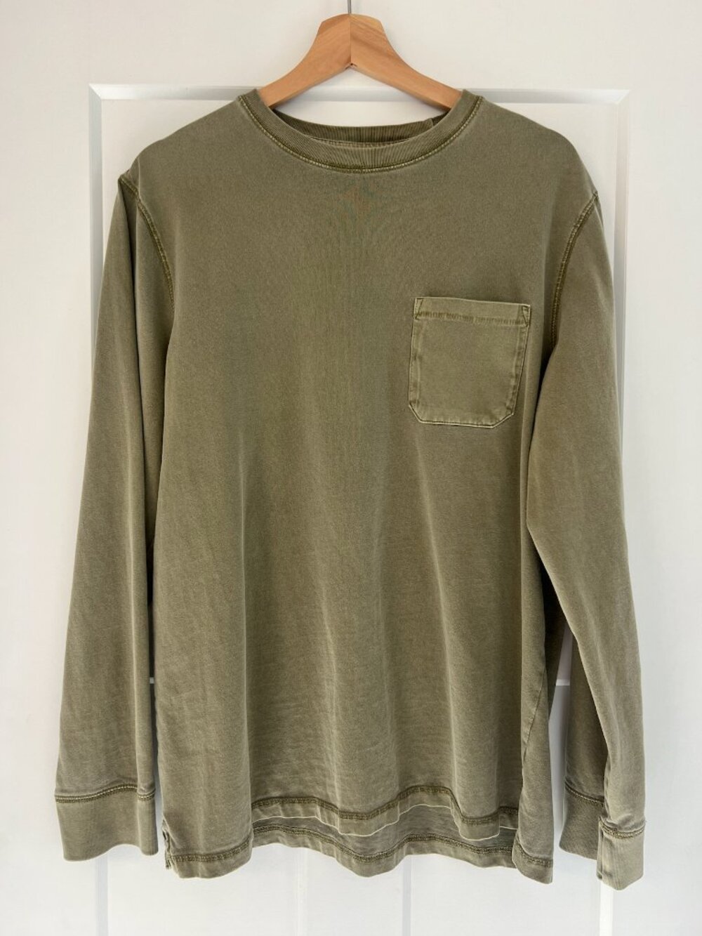 Goodfellow & Co Cotton Olive Green Long Sleeve Casual Pocket T-Shirt (L)